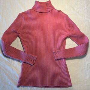 LL Bean Pink Ribbed Cotton Blend Turtleneck Women’s Size Large